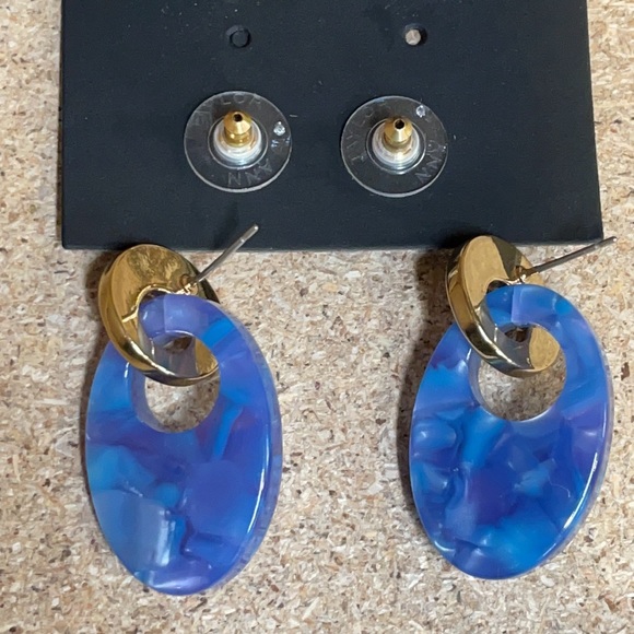 Ann Taylor Pearlized Blue and Gold Earrings - Picture 3 of 5